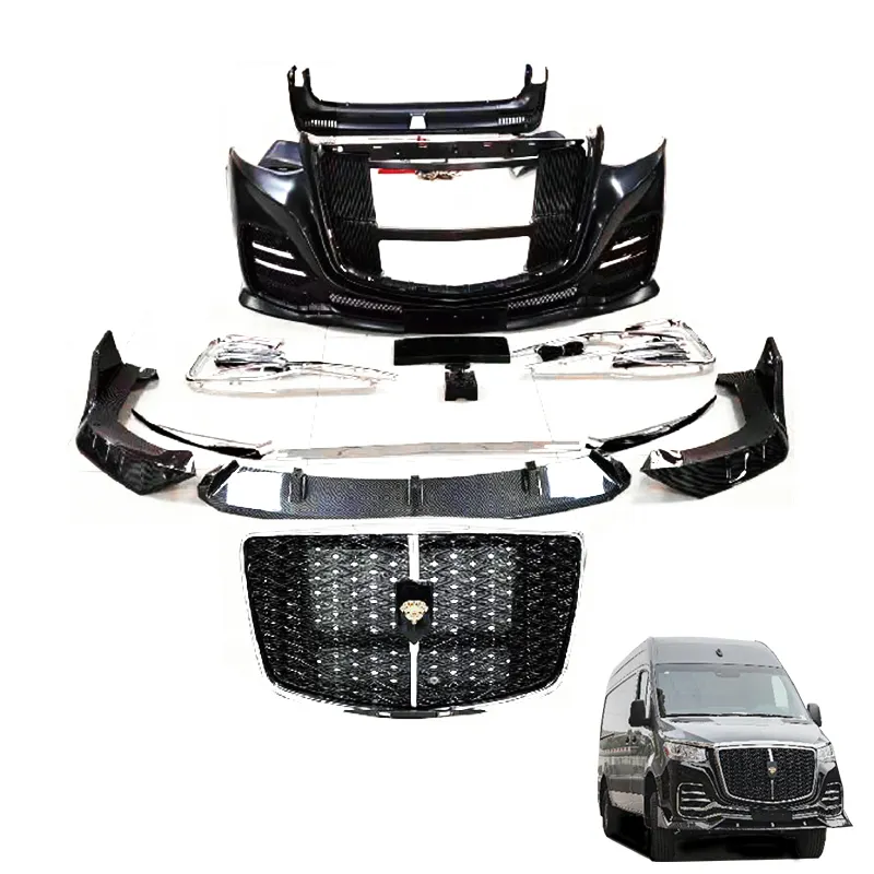मर्सिडीज बेंज स्प्रिंटर के लिए हॉट सेलिंग कार मॉडिफिकेशन फ्रंट बम्पर रियर बम्पर ग्रिल अपग्रेड क्रिस्टल स्टाइल बॉडी किट