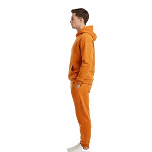 Ensemble de jogging décontracté pour homme, couleur unie, avec capuche, coupe régulière, 100% coton, avec poches latérales - Product Image 3