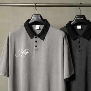 Polo de Algodón Lavado con Bloques de Color Vintage, Nuevo, con Botones, Polo Holgado para Hombre - Product Image 6