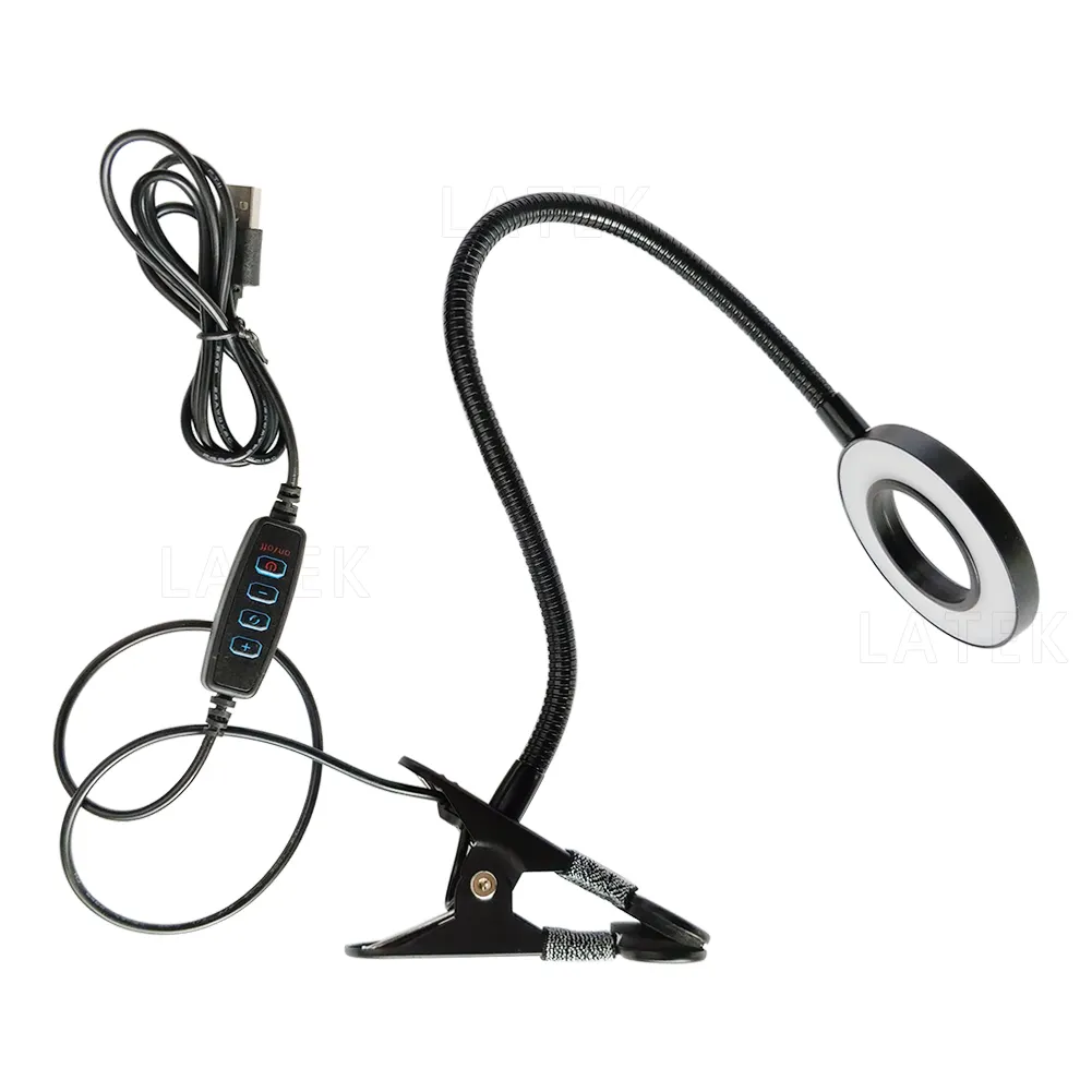 LED Ring Live Light Fill Light Soft Light Eye Protect Reading Table Lamp with Clamp USB Clip On LED Desk Lamp