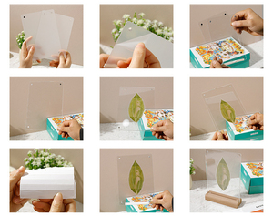 <b>Double</b> Sided Acrylic Picture <b>Frame</b> LED Lighted Display Stand Wooden Base DIY <b>Photo</b> Decor for Bedroom Desk - Product Image 6