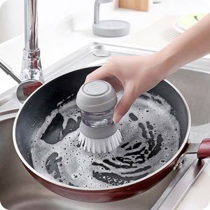 Hot Selling Pressing <b>Cleaning</b> Dish Scrubber Kitchen Soap Dispensing Palm Brush - Product Image 3