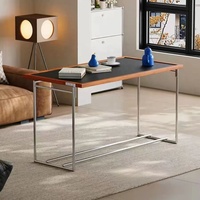 Table basse Bauhaus pour salon, petit espace, table à thé multifonctionnelle, design rétro, bois massif, acier inoxydable, table centrale