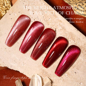 Juegos de Esmaltes de Uñas en Gel UV de 9 Colores Oferta Especial Año Nuevo Gel Magnético Ojo de Gato con Brillantina Roja Borgoña Rojo Sangre Destellante Esmalte de Uñas LED de Gran Venta - Product Image 2
