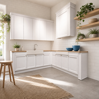 XINGRUO Armoires de cuisine modernes de luxe personnalisées en contreplaqué crème, écologiques, finition peinture PU mate, vente en gros directe d'usine
