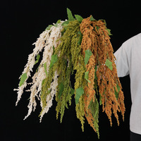Bunga Gantung Plastik Amaranthus Hijau Artificial Kualitas Tinggi dengan Sentuhan Realistis, Cabang Panjang untuk Dekorasi Rumah, Pernikahan, dan Meja, Grosir