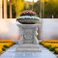 Base de statue de jardin en résine de 15 pouces de haut-Piédestal extérieur durable pour terrasses, pelouses et jardins | Support de plante polyvalent