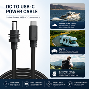 כבל מתאם מותאם אישית 100W 20V מסוג C ל-<span class=keywords><strong>DC</strong></span> זכר, עמיד למים בתקן IP67, חוט 18AWG, כבל אספקת חשמל עבור Starlink Mini - Product Image 6
