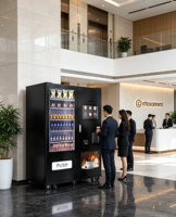 Distributeur automatique de boissons et de collations vertical commercial 2 en 1, système de paiement multiple, écran tactile