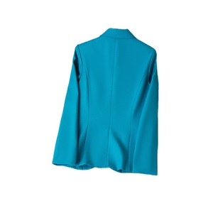 Women's Blazer Blue Solid Color Polyester Anti-Wrinkle Short Style For Petite Women Autumn 2023 - Product Image 5