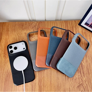 Funda de teléfono de cuero PU de negocios magnética para <span class=keywords><strong>iPhone</strong></span> 17 16 15 funda trasera de teléfono con textura mate de empalme para Google Pixel para Samsung - Product Image 5