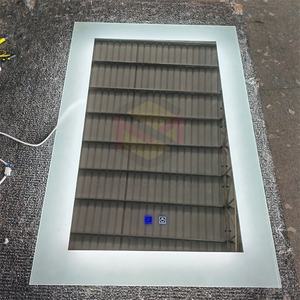 Venta al por mayor espejo de baño sin marco pared retroiluminada botón táctil + antivaho + luz tricolor ajustable espejo LED inteligente - Product Image 4