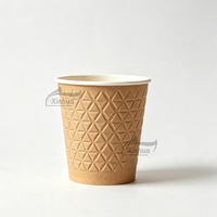 Couvercle de tasse à café en papier gaufré jetable, motif diamant de qualité supérieure, lettrage imprimé personnalisable, pour boissons chaudes à emporter