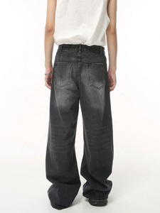 Jean en denim pour homme, automne, poids moyen, coupe droite, ample, décontracté, taille mi-haute, séchage rapide, style urbain vintage, haute qualité, personnalisé - Product Image 5
