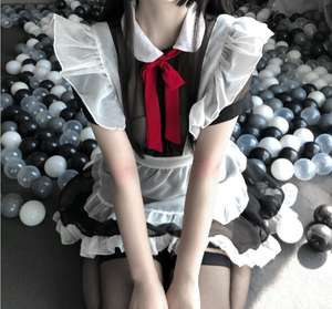 Ecowalson - Lencería Sexy con Encaje y Lazo, Uniforme de Sirvienta para Cosplay, Ropa Interior Sexy, Lencería Erótica Transparente, Disfraz para Juego de Rol de Halloween - Product Image 2