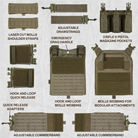 Porte-plaques à déconnexion rapide, système Molle, triple rabat intégré, coque résistante aux déchirures, gilet de protection corporelle pour le sport