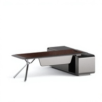 Bureau de PDG en placage de bois de palissandre laqué cristal, MDF E1, avec hub d'alimentation, mobilier de luxe pour dirigeant