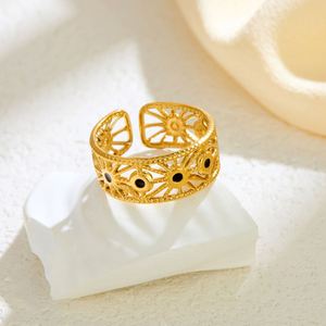 Bague en acier inoxydable plaqué or pour femme, style minimaliste, motif goutte d'huile, tendance - Product Image 3