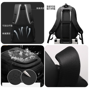 Minimalist Travel <b>Backpack</b> <b>Large</b> Capacity 36-55L Business Laptop Bag Men's School Bag Solid Color Black Dark Gray - Product Image 3