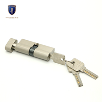 Cylindre de serrure de porte en laiton plaqué zinc à bouton unique Euro 60 mm, grade 2 ANSI, avec 3 clés en fer, personnalisable en usine, vente en gros