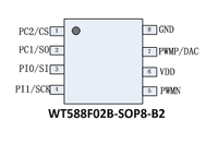 Chip de Voz WT588F02B de Función Potente, Programa de Control Principal y Datos Flash que se Pueden Borrar y Regrabar, Chip de Sonido Grabable