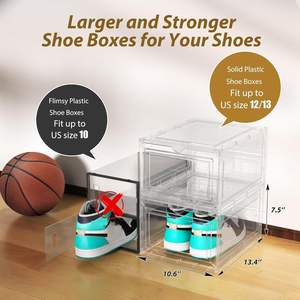 Boîte de rangement pour chaussures en plastique transparent, robuste, durable, personnalisable, empilable et pliable, vente en gros - Product Image 4