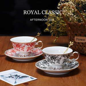 European Light Luxury Gold Coffee Cup Saucer Retro Floral Afternoon <b>Tea</b> Cup - Product Image 5