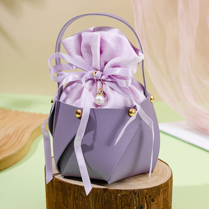 Sac à <span class=keywords><strong>bonbons</strong></span> en velours de soie pour mariage, boîte cadeau créative haut de gamme en cuir, sac en tissu, boîte cadeau de remerciement pour mariage, sac cadeau - Product Image 5
