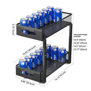 منظم حوض معدني تحت الطبقة 2 مع رف تخزين منزلق منظم خزانة قابل للسحب مع أدراج منزلقة شبكية - Product Image 4