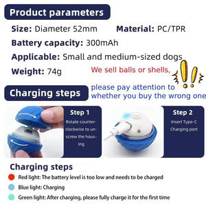 Juguete para Perros y Gatos, Bonito <span class=keywords><strong>e</strong></span> Inteligente, en Oferta 2025, Recargable por USB, Automático, Resistente a Mordidas, de PC+TPR, Pelota de 52 mm - Product Image 6