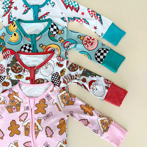 ชุดนอนเด็กอ่อนแบบซิปทำจากใยไผ่ออร์แกนิค ลายคริสต์มาส ชุดบอดี้สูทเด็กแรกเกิดแบบซิป ชุดนอนเด็ก ชุดนอนเด็กทารก - Product Image 3