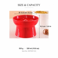 Bol surélevé personnalisé en céramique pour animaux de compagnie, gamelle surélevée pour chat, bol à nourriture en porcelaine blanc et rouge pour chiens et chats