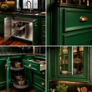 Mobili da <span class=keywords><strong>Cucina</strong></span> Verdi Personalizzati Direttamente dalla Fabbrica Set di Armadi Moderni in Legno per Appartamenti Ville Hotel e Progetti - Product Image 2