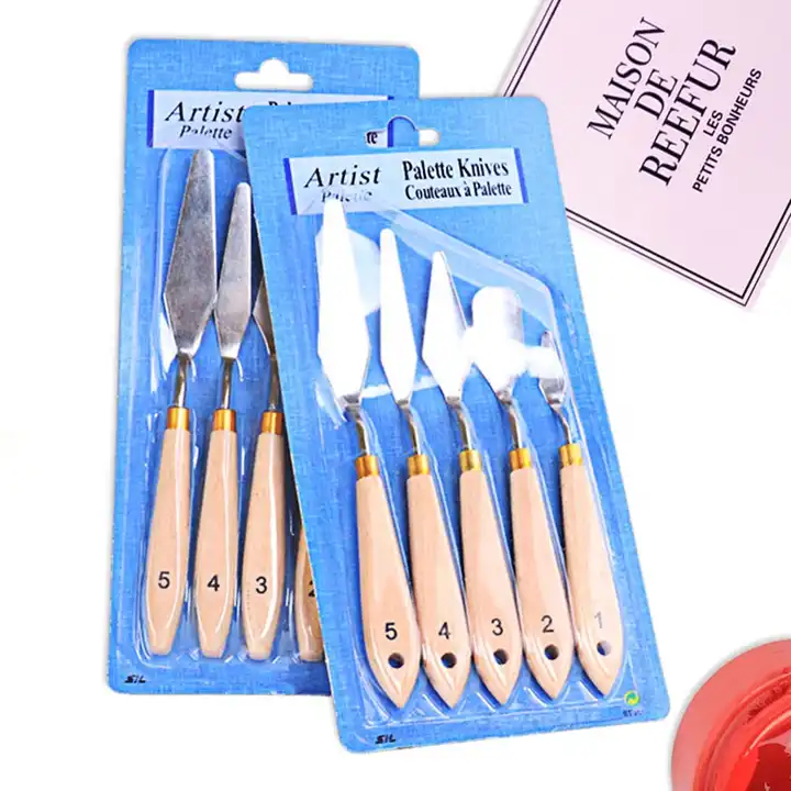 5pcs painting knives with wood handle