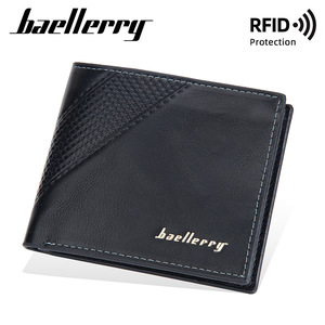 Baellerry Men's Tri-Fold <b>Wallet</b> Black Leather <b>RFID</b> Protection Multi-Card Slot Horizontal Zippered <b>Wallet</b> For Everyday Use - Product Image 5