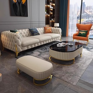 High-End di lusso italiano Designer divano Set luce di lusso in pelle mobili per soggiorno italiano divano combinazione - Product Image 1