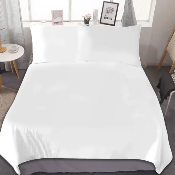 गर्म बिक्री कस्टम आकार सबलिमिनेशन सफेद खाली बेडडिंग शीट सेट होटल डुवेट कवर आरामदायक सेट