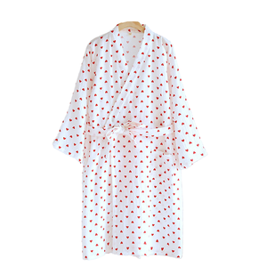 Peignoir de nuit respirant 100 % coton pour femme, longueur genou, été, automne, printemps, ODM - Product Image 1