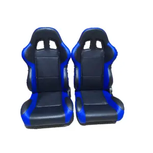 Mavi ve siyah PVC deri araba koltuğu evrensel yetişkin kullanımı için spor araba koltukları otomobil parçaları ile birlikte gelir kaymak