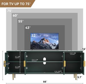 Mobile TV Moderno in Truciolato con Altezza Regolabile e <span class=keywords><strong>Design</strong></span> Montabile a Parete, Adatto per TV da 65+ Pollici, Mobile Contenitore per <span class=keywords><strong>Soggiorno</strong></span> e Camera da Letto - Product Image 1