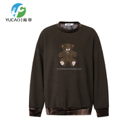 Ensemble 2 pièces pour femme : Sweat-shirt en coton 300g avec broderie 3D et imprimé animal en relief, et pantalon décontracté à jambe droite – Meilleure vente, Tendance