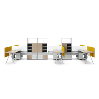 Bureau de travail debout modulaire en bois moderne pour 6 personnes avec hauteur réglable