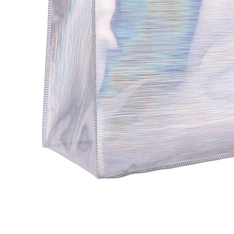 Promotional Custom Holographic Iridescent Rainbow Color PVC Handbag Fashion Jelly Tote Shopping Bag Wholesale