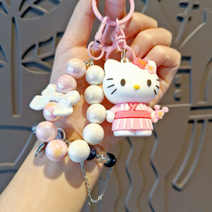 Llavero de Perlas Hecho a Mano con Diseño de Sanrio, Lindo Llavero de <span class=keywords><strong>Hello</strong></span> Kitty con Perlas de PVC para Llaves de Coche y Bolsos, Regalo para Niñas - Product Image 3