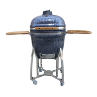 Barbecue au charbon de bois Auplex Big Joe Luxurious Premium Ceramic Kamado XXL 23,5 pouces vert avec brûleur latéral sur chariot pour fêtes en extérieur
