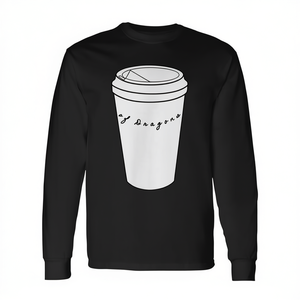 T-shirt à manches longues Of Dragons Coffee Cup, col rond, unisexe adulte, impression numérique, promotionnel - Product Image 2