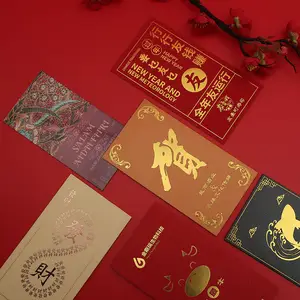 Envelopes de envelope vermelho personalizado no atacado, logotipo de impressão de ouro, envelopes de dinheiro chinês hongbao