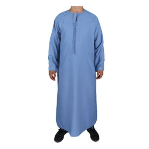 Thobe Islamico Stile Oman per Uomo, <span class=keywords><strong>Abbigliamento</strong></span> Tradizionale <span class=keywords><strong>Arabo</strong></span> a Maniche Lunghe per Musulmani - Product Image 2