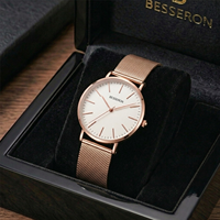 Montre à quartz de luxe en acier inoxydable, étanche, avec cadran en cristal, boîte personnalisée pour homme, style minimaliste et simple, vente en gros