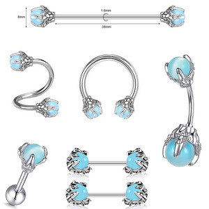 Fashion Stainless Steel Body Jewelry Set Dragon Claw <strong>Nose</strong> Rings Natural Stone Belly Rings Lip Rings &amp; Ear <strong>Studs</strong> for Wedding - Product Image 3